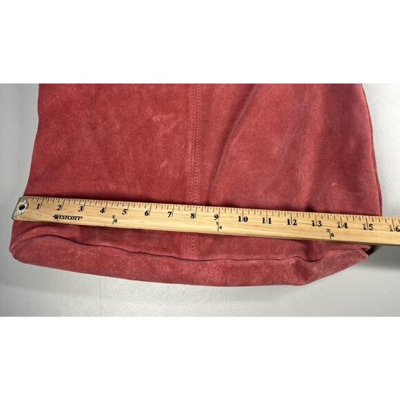 Maurizio Taiuti Suede Leather Hobo Bag Salmon Slouchy Shoulder Tote Purse Italy - Picture 9 of 10